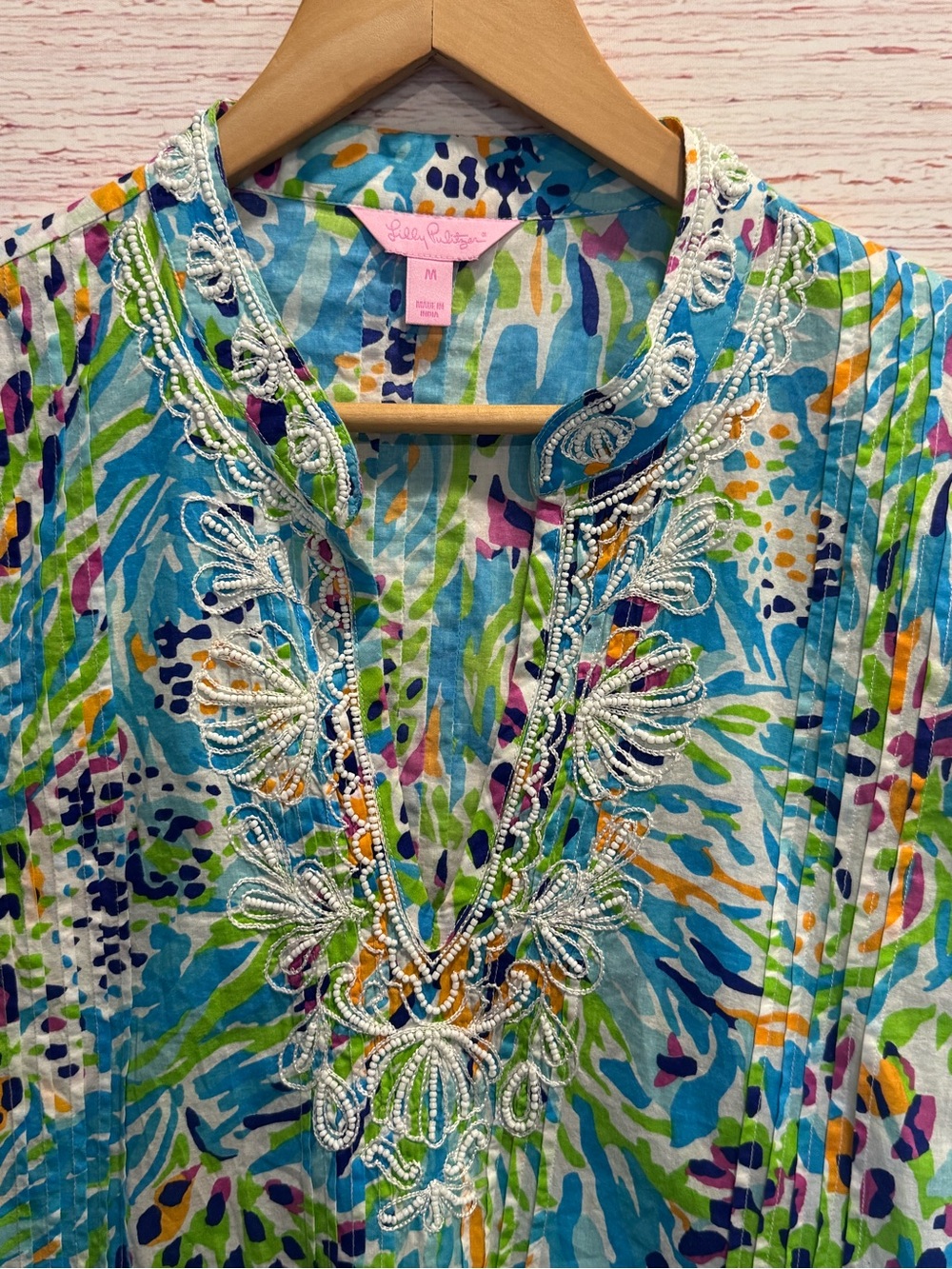 Lilly Pulitzer Sarasota Beaded Tunic Top in Resort White Sea Soirée Sz M - Picture 6 of 14